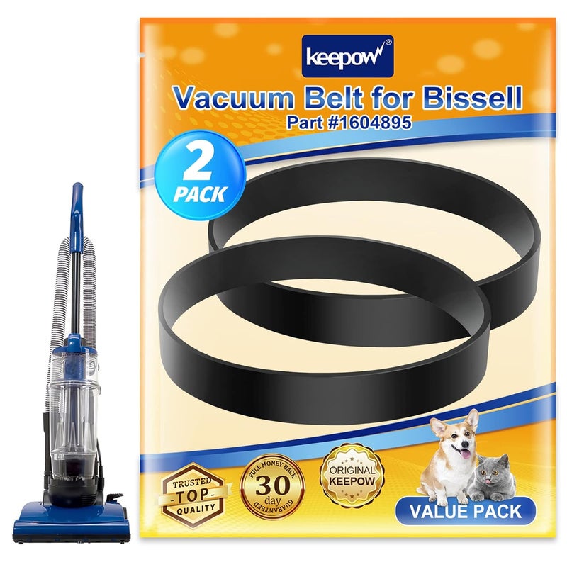 KEEPOW Vacuum Belt for Bissell Powerforce Compact, 1604895 Belt for Bissell Model 2112, 1520, 2690, 3508, 23T7, 23T7V, 3130, 21129, Replace Part 1604895, (2 Pack) - Image 1